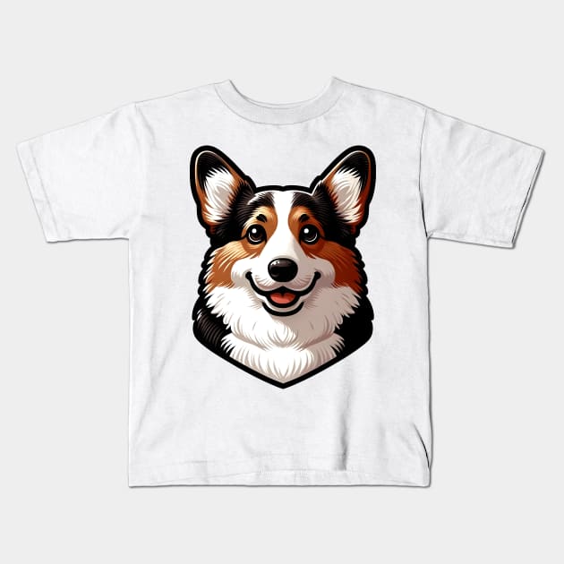 Tricolor Corgi Kids T-Shirt by OddHouse